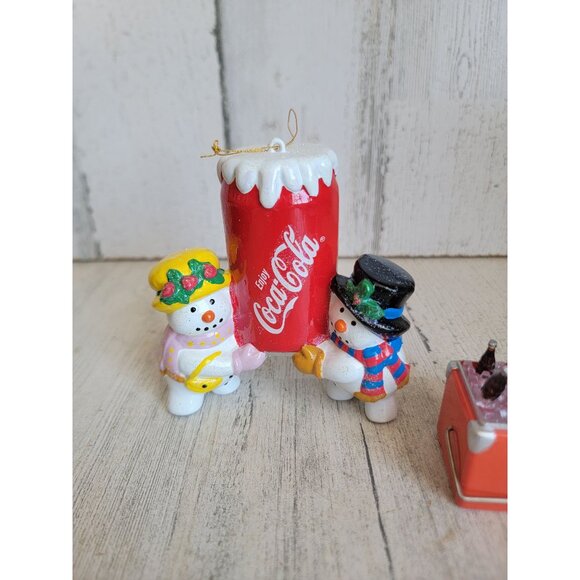 Vintage coca cola snowman ice coke ornament Xmas set unique - Picture 4 of 7